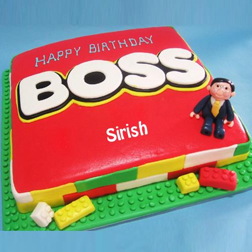 Write Name on Happy Birthday Boss Cake Picture