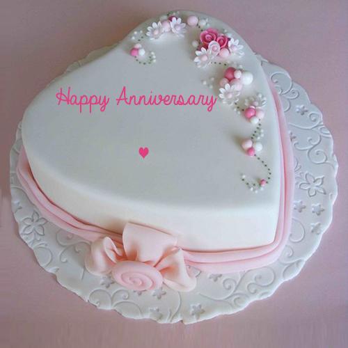 Write Name on Marriage Anniversary Heart Love Cake