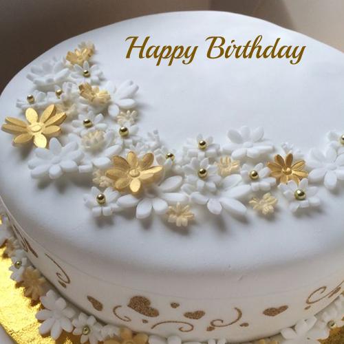 Golden Birthday Celebration Fruit Cake With Your Name