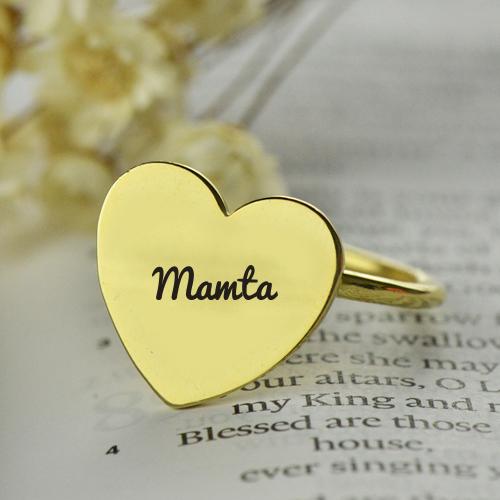 Beautiful Love Heart Shape Gold Ring With Your Name
