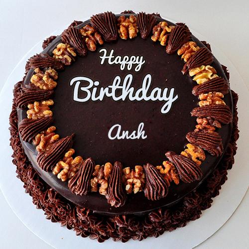 Create Chocolate Walnut Birthday Cake With Your Name