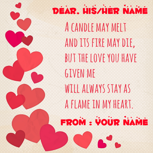 Cute Romantic Love Note Greeting Card With Couple Name