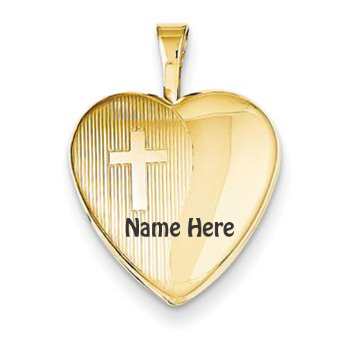 Personalize Gold Cross Heart Shaped Locket With Name