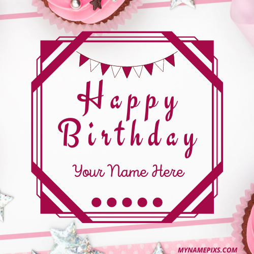 Elegant Happy Birthday Wishes Card With Custom Name