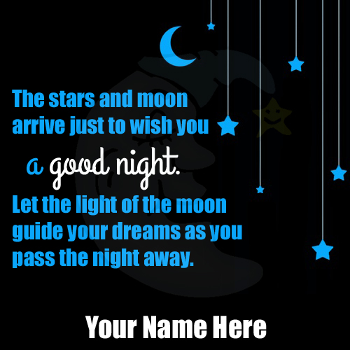 Write Name on Good Night Quotes Whatsapp Greeting Card