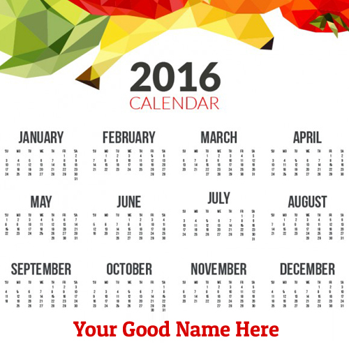 Write Name on Happy New Year 2016 Calendar Picture