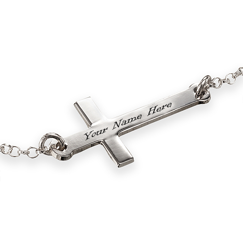Write Your Name On Engraved  Side Cross Bracelet
