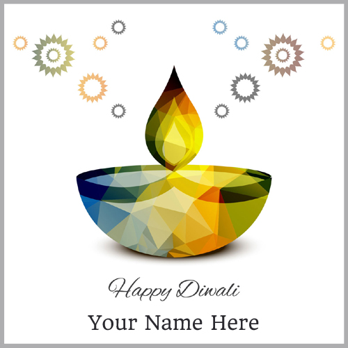Diwali Celebration Diya Greeting Card With Custom Name