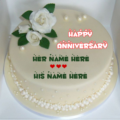 Happy Anniversary Pearls Cake With Love Couple Name