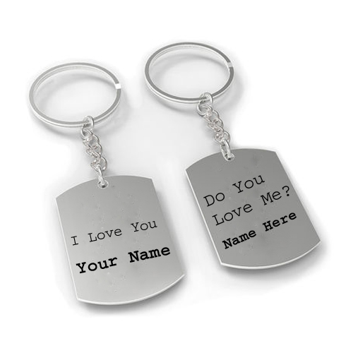 I Love You Couple Key Chain Set With Your Name