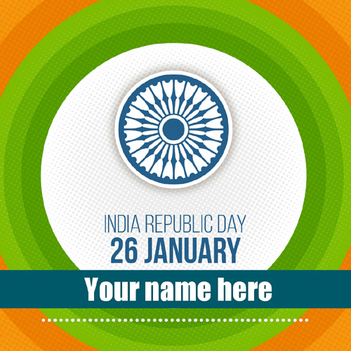 Happy Republic Day India Flag Theme Card With Your Name