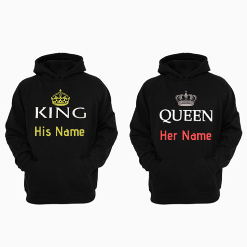 Couples Matching King and Queen Hoodie Set With Name