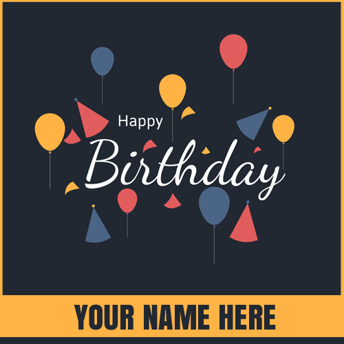 Write Name on Happy Birthday Invitation Greeting Card