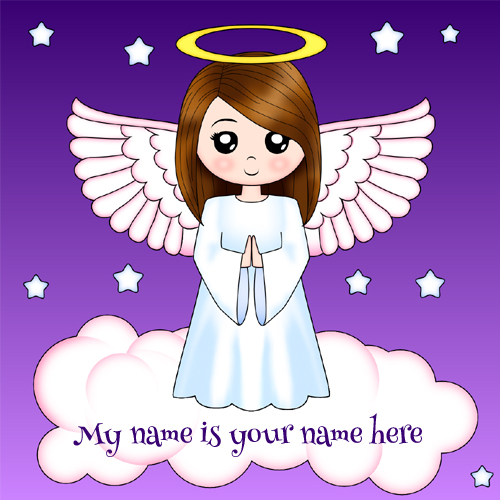 Print Your Name on Cute Sweet Angel Greeting Card