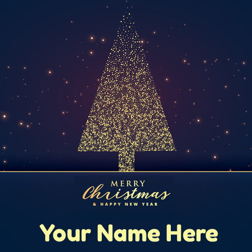 Creative Christmas Tree Name Greeting Card with Glitter