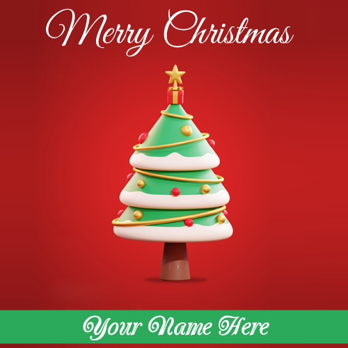 Write Name on 3D Christmas Pine Tree Greeting Card