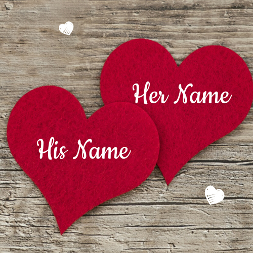 Romantic Couple Red Heart Greeting Card With Lover Name