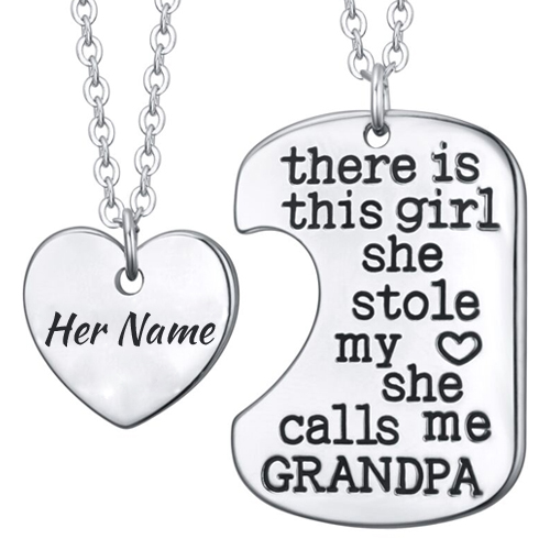Personalize Grandpas Girl Pendant Profile Pics With Nam