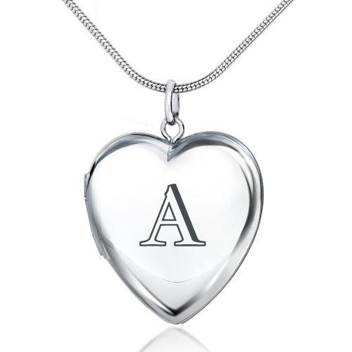Write Any Alphabet on Heart Locket Jewelry