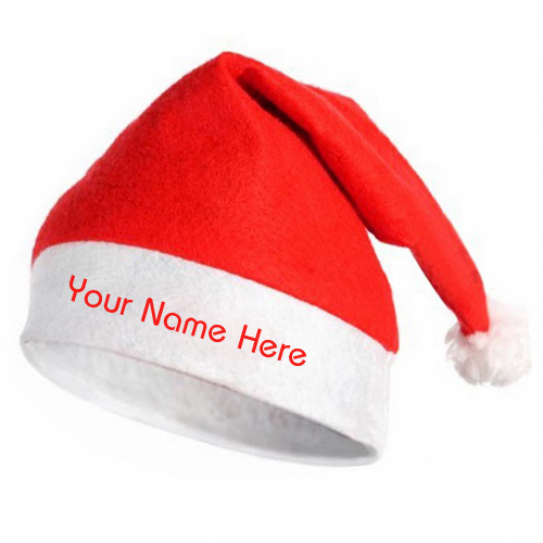 Write Name on Merry Christmas Wishes Santa Cap