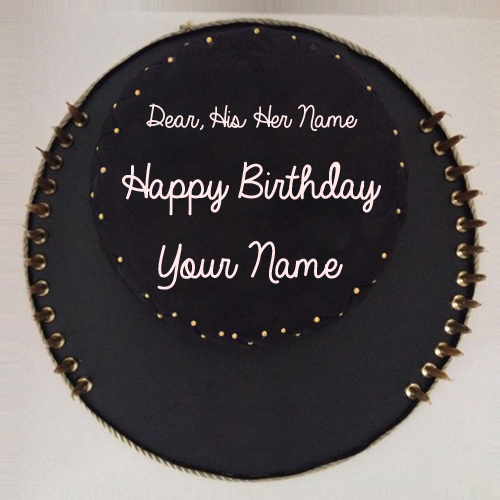 Write Name on Black Gold Chocolate Birthday Cake