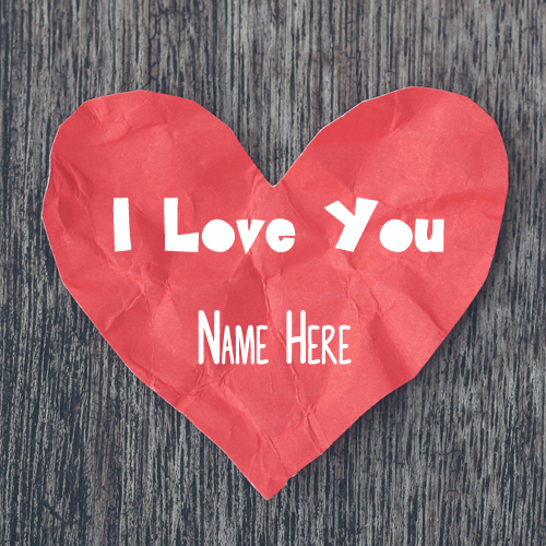 Hand Made Red Heart Paper Greeting Card With Your Name