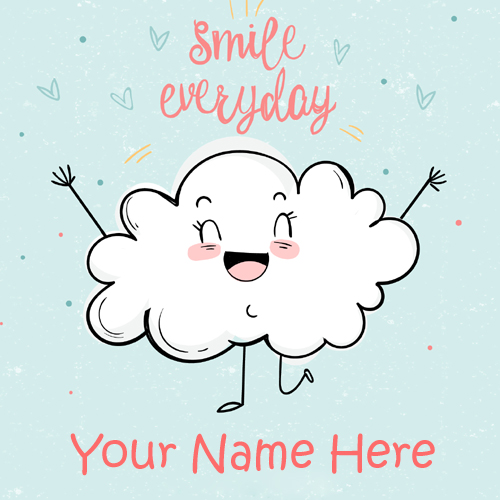Cute Smiling Cloud Whatsapp Greeting Card With Name