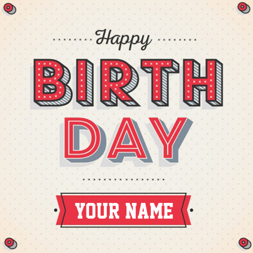 Vintage Birthday 3D Whatsapp Greeting With Your Name