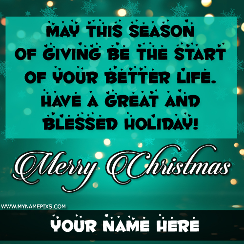 Happy Christmas Holiday Quote Wish Card With Name