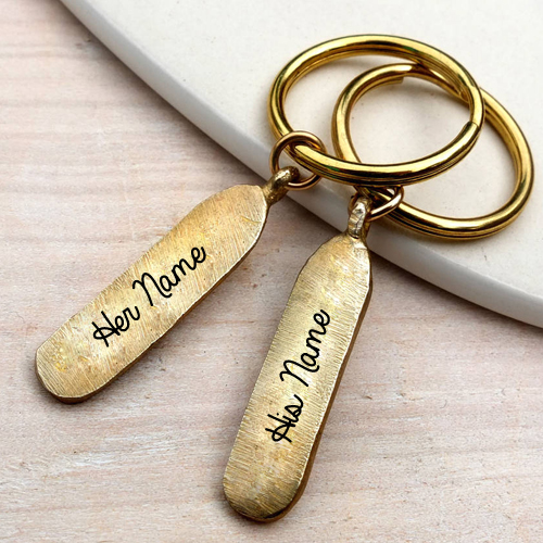 Personalized Metal Couple Keyring With Your Name