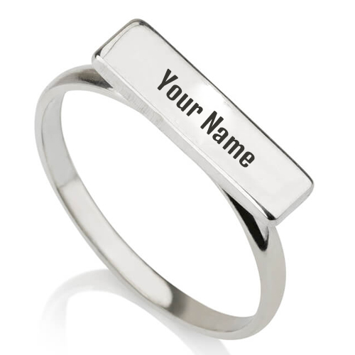 Write Name on Sterling Silver Bar Ring Profile Pics