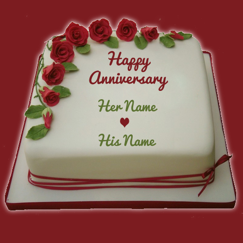 Write Name on Wedding Anniversary Celebration Cake