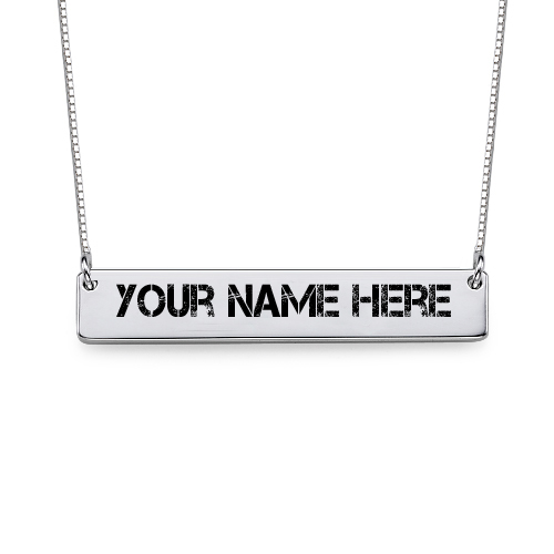 Write Your Name On Silver Bar Necklace online Free