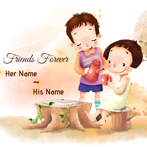 Friends Forever Beautiful Cartoon Greeting With Name