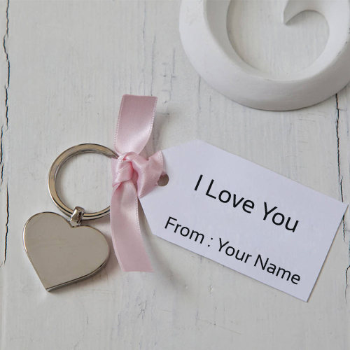 Heart Keyring With I Love You Tag Image With Name