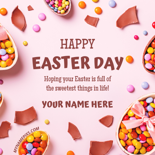 Write Name on Happy Easter Day 2022 Quote Status Image