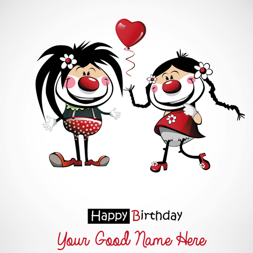 Cute Friends Birthday Funny Cartoon Greeting With Name