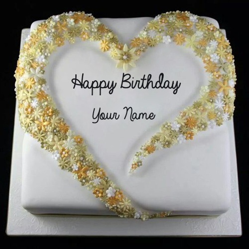 Write Name on Birthday Cake With Floral Decoration