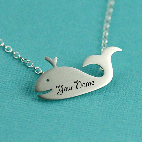 Write Name on Happy Little Whale Necklace in Silver