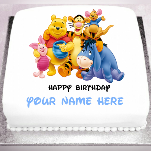 Happy Birthday With Winnie the Pooh Cake With Name