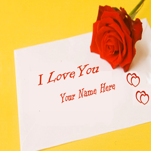 Write Your Name On I Love You Latter With Red Rose
