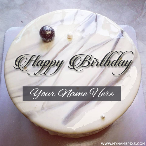 White Chocolate Shining Birthday Wishes Cake With Name