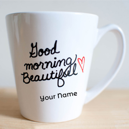 Write Your Name On Good Morning Heart Coffee Mug Pic