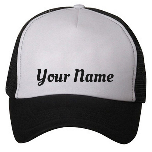 Write Name on Fancy Black and White Monogrammed Hat
