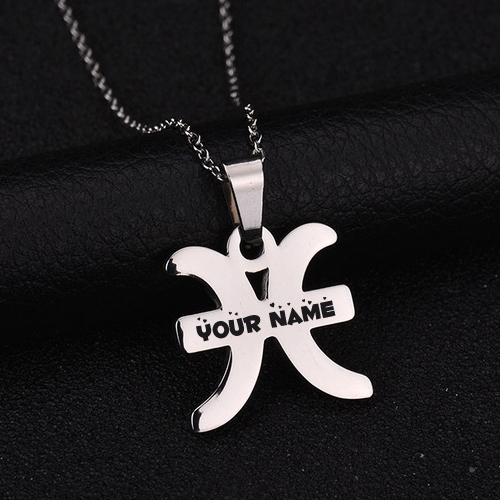 Zodiac Sign Pisces Pendant Necklace Pic With Your Name