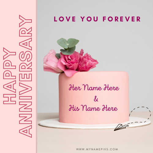 Romantic Anniversary Cake Image With Love Couple Name