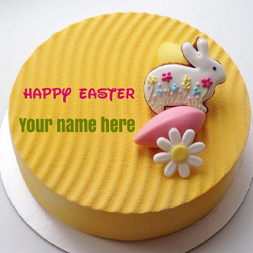Write Name on Happy Easter Day 2018 Wishes Cake