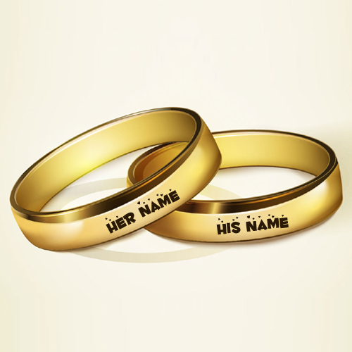Write Couple Name on Golden Rings For Wedding