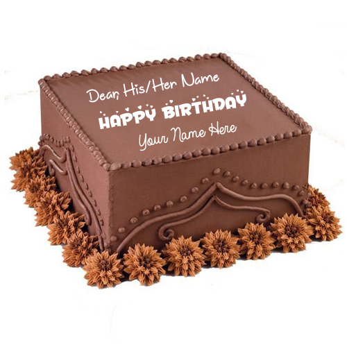 Write Name on Monogram Chocolate Birthday Cake