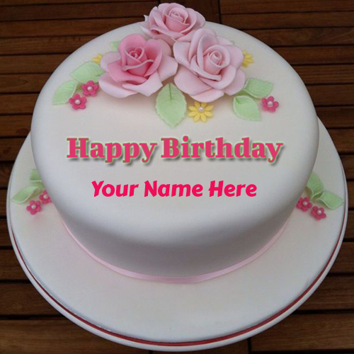 Excellent Happy Birthday Floral Round Cake With Name